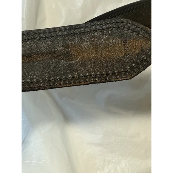 Double J Saddlery Belt Leather Western Belt Size 34 Silver gold trim